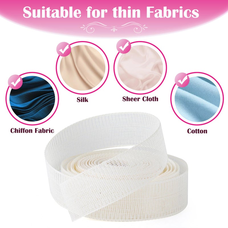 MYLbeter Fishbone Hem Tape for Sewing 2.5 Yards Edge Roller for Chiffon & Thin Fabrics Sewing Tool for Beginners and Enthusiasts Tailors Helper Sewing Supplies 3.5cm Width Frills Hem Sewing Guide - Image 5