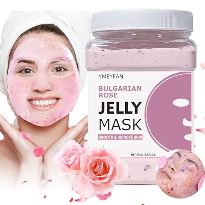 YMEYFAN Jelly Mask for Facial Professional - Bulgarian Rose Smooth Face Mask Skin Care, Hydrated Nourished Jelly Mask Powder, Gel Peel Off Mask for DIY Spa Salon, 17.6Fl Oz - Image 1