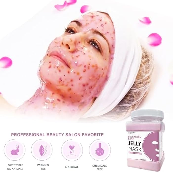 YMEYFAN Jelly Mask for Facial Professional - Bulgarian Rose Smooth Face Mask Skin Care, Hydrated Nourished Jelly Mask Powder, Gel Peel Off Mask for DIY Spa Salon, 17.6Fl Oz - Image 4