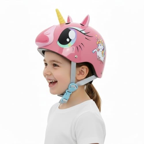 STREETJAM Magic Unicorn Open Face Sports Helmet for Kids, Hard PP Outer Shell, EPS Inner Comfort Linner case, Adjustable Strap & Adjuster Dial, Unisex Helmet for Cycling(8-13 Years, Pink) - Image 1