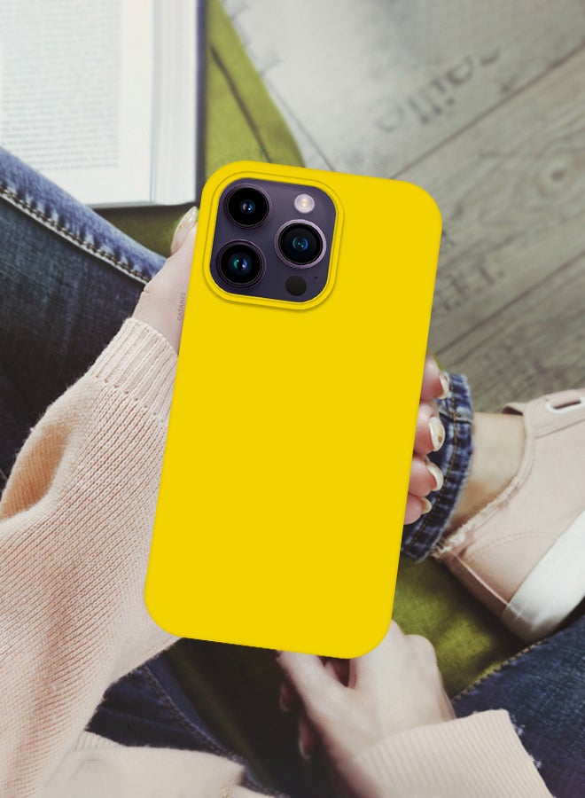 CATANES حزمة 3 لأغطية iPhone 14 Pro Max و 2 واقي شاشة غلاف سيليكون كامل الجسم واقي للصدمات غلاف هاتف نحيف مضاد للخدش بطانة ميكروفايبر ناعمة أصفر - Image 3