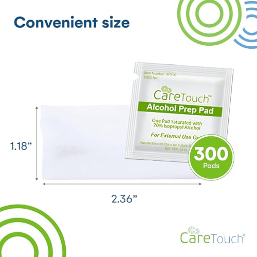 Care Touch Alcohol Wipes | Individually Wrapped Alcohol Prep Pads with 70% Isopropyl Alcohol, Great for Medical & First Aid Kits | Sterile, Antiseptic 2-Ply Alcohol Swabs - 300 count - Image 3