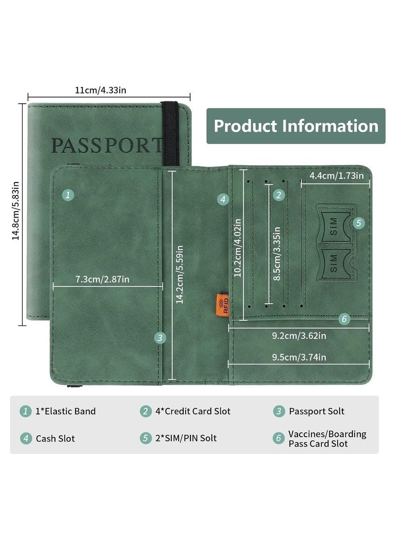 KENSHUO Passport Holder Wallet Cover Case, Passport Case with RFID Blocking, PU Leather Travel Document Holder for Men&Women Travel Accessories (Green) - Image 3