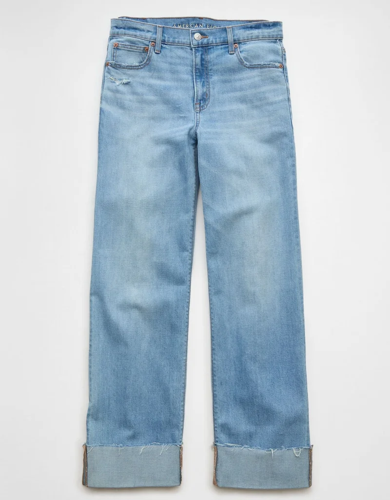 American Eagle  AE Stretch High-Waisted Stovepipe Cuffed Jean for Women | Best Price UAE