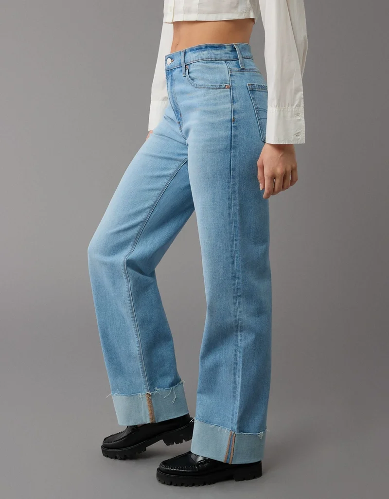 American Eagle  AE Stretch High-Waisted Stovepipe Cuffed Jean for Women | Best Price UAE