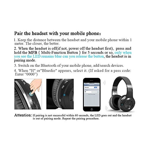 Bluedio HT Turbine Wireless Bluetooth 4.1 Stereo Headphones, Black - Image 5