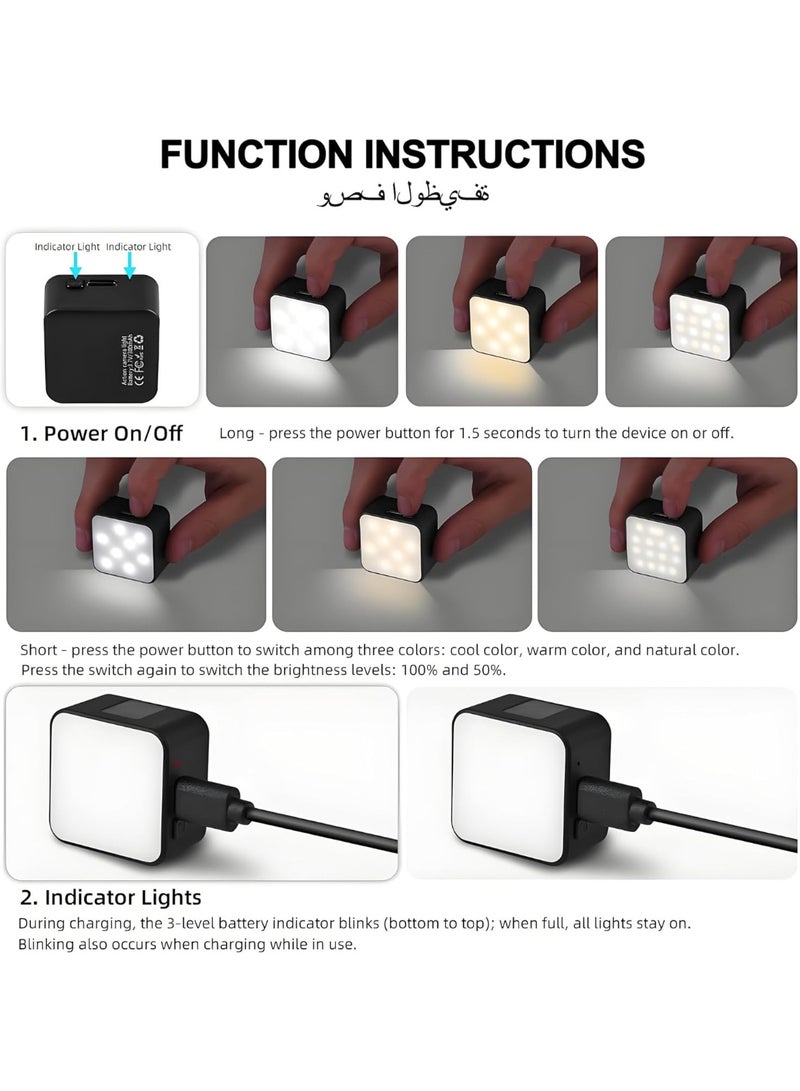 Compatible with DJI Osmo Pocket 3 Video Fill Light (2 Pcs) – Magnetically Detachable 2500K-6000K Dimmable 3-Level Brightness, CRI95+ for Vlog Selfie YouTube - Image 5