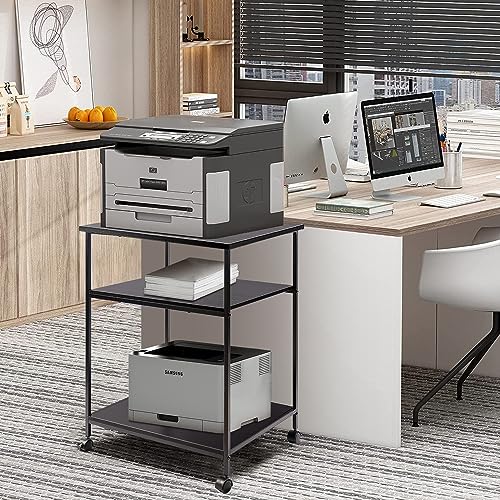 EMERIT Heavy Duty 3-Tier Printer Stand with Locking Wheels, 23.6"x18.9" *31.5" Large Printer Table Shelf, Holds 100 lbs per Shelf - Fits Most 60" Desks, Perfect for Office, Home, Laser Printer or Mini Fridge - Image 5