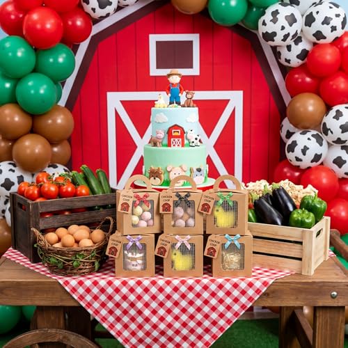 ForraFun 12 Pcs Chicken Birthday Party Favor Boxes Farmhouse Animal Foldable Chicken Box with Raffia Grass Farm Gift Treat Boxes Bowknot Paper Straw Chick Coop Goodie Box for Adopt a Chick Birthday - Image 4