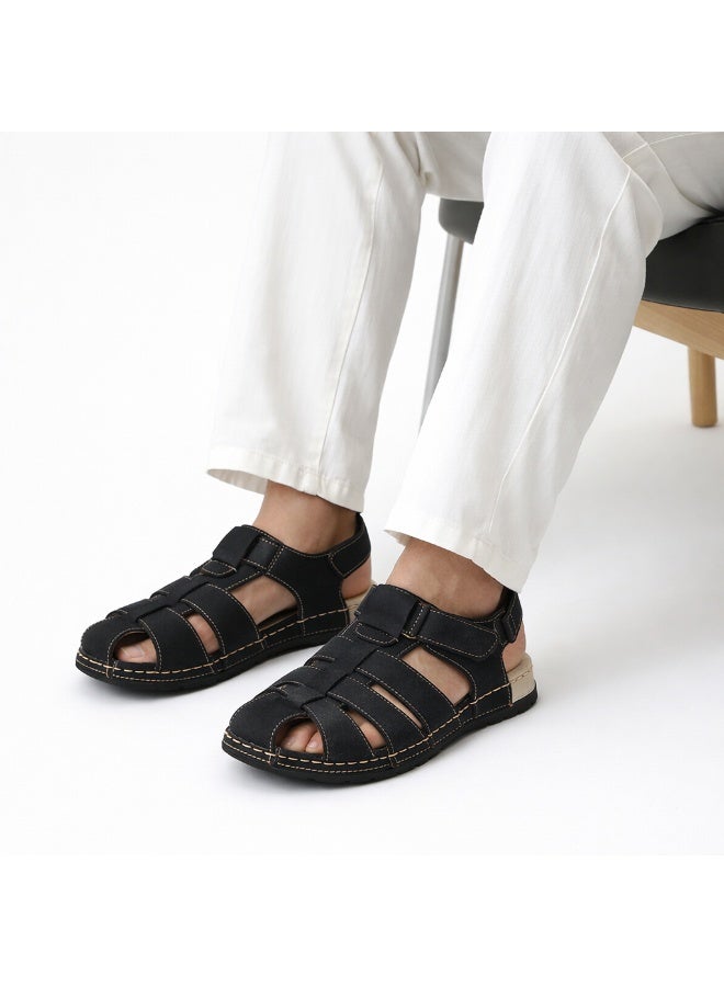 Men's comfortable genuine leather sandals by Akunami — Classic design with ventilation holes — Lightweight orthopedic sole - Image 1