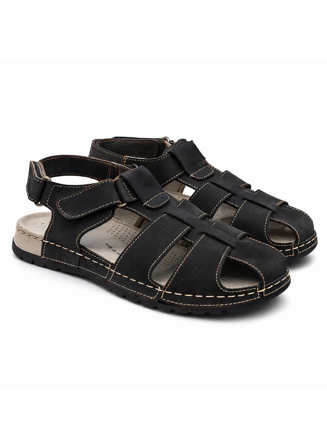 Men's comfortable genuine leather sandals by Akunami — Classic design with ventilation holes — Lightweight orthopedic sole - Image 2