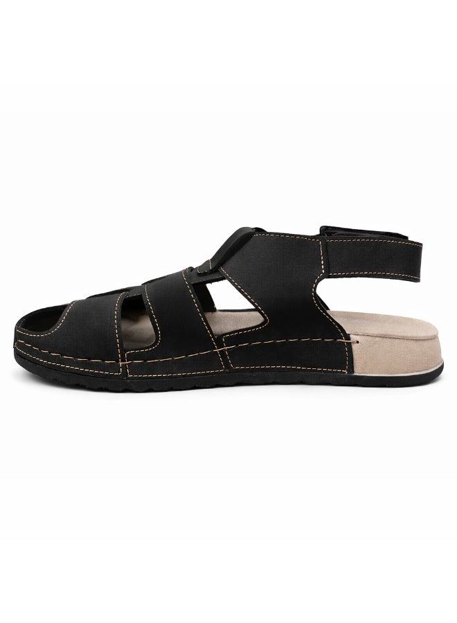 Men's comfortable genuine leather sandals by Akunami — Classic design with ventilation holes — Lightweight orthopedic sole - Image 4