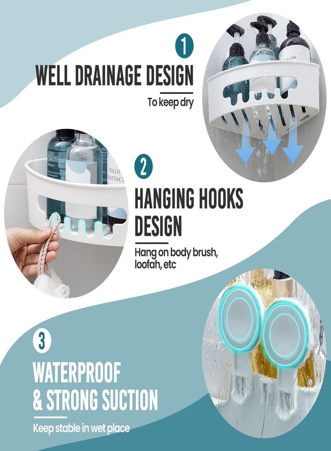TAILI Corner Shower Caddy with Suction Cups, Wall Mounted Organizer Plastic Rack for Small Bathrooms, Kitchen, Removable Drill-Free Heavy Duty Shelf Basket, White - Image 4