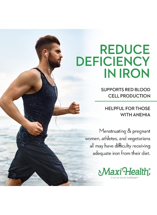 Maxi Health Iron Supplement for Women & Men - Gentle Iron 25 mg for The Stomach - Non Constipating* Pills - Kosher - Non GMO - Vegetarian (100 Tablets)  - Image 3