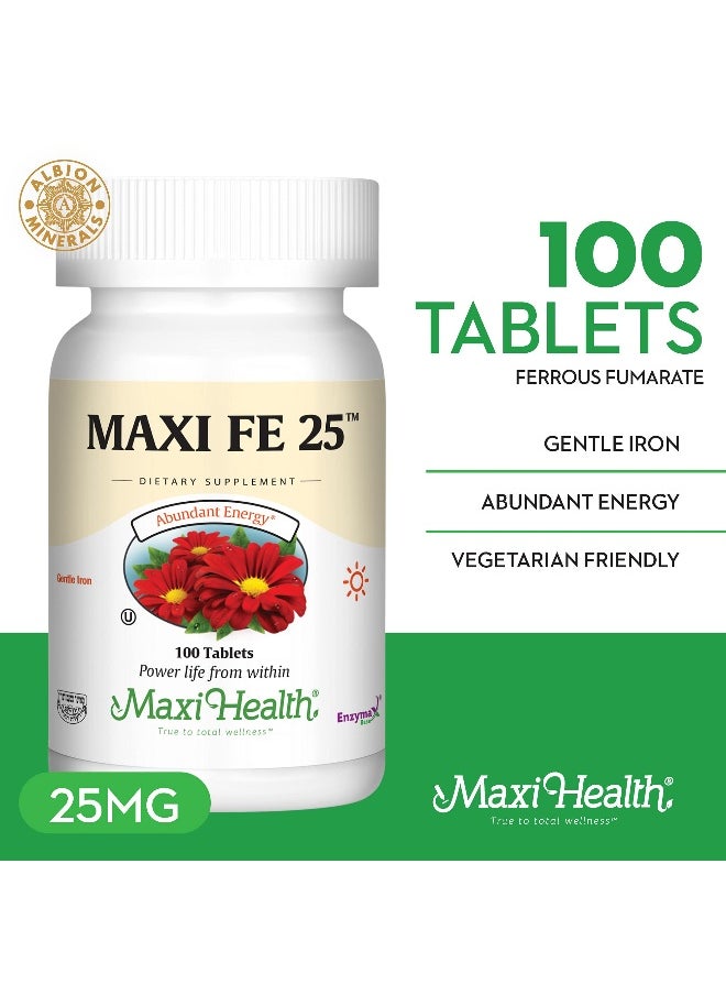 Maxi Health Iron Supplement for Women & Men - Gentle Iron 25 mg for The Stomach - Non Constipating* Pills - Kosher - Non GMO - Vegetarian (100 Tablets)  - Image 2
