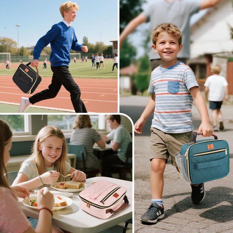 Genteen Lunch Box for Kids, Boys - Insulated Small LunchBox Reusable, Zip Closure & Buckle Handle, Portable Cooler for Work, School, Travel (Lake Green) - Image 2