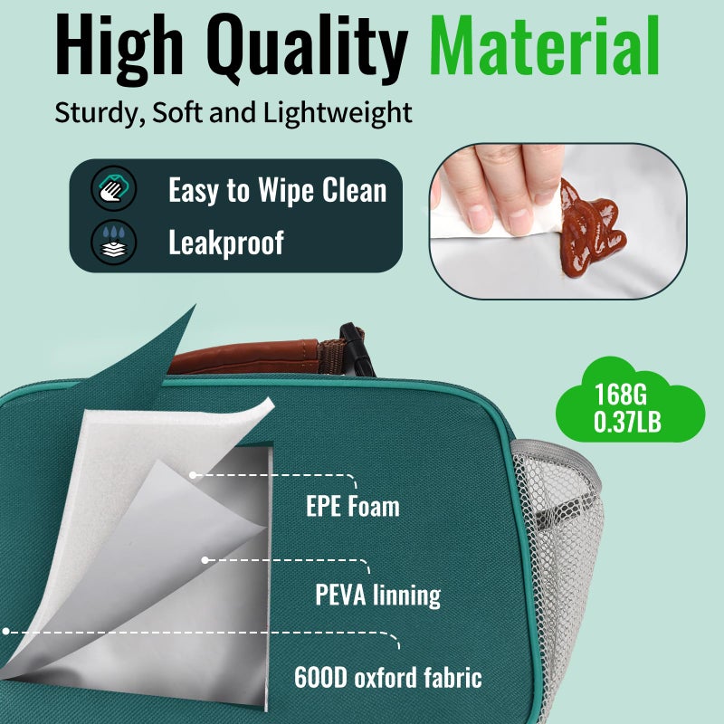 Genteen Lunch Box for Kids, Boys - Insulated Small LunchBox Reusable, Zip Closure & Buckle Handle, Portable Cooler for Work, School, Travel (Lake Green) - Image 5