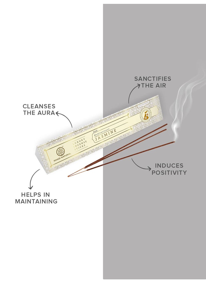 Khadi Natural - Khadi Natural Incense Sticks Jasmine|Enlivens Spaces| Relieves Stress| Floral Fragrance| Therapeutic Properties - Image 1