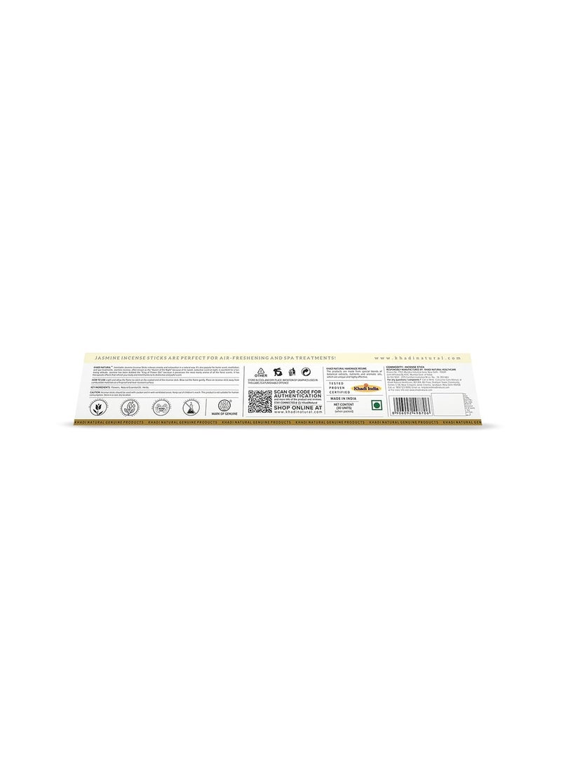 Khadi Natural - Khadi Natural Incense Sticks Jasmine|Enlivens Spaces| Relieves Stress| Floral Fragrance| Therapeutic Properties - Image 1