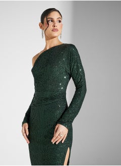 Off Shoulder Sequins Long Sleeve Side Slit Dress - pzsku/Z700313DA440415659CA1Z/45/_/1737025257/e6cc5ff7-5893-4d87-8c9b-e2413944a47d