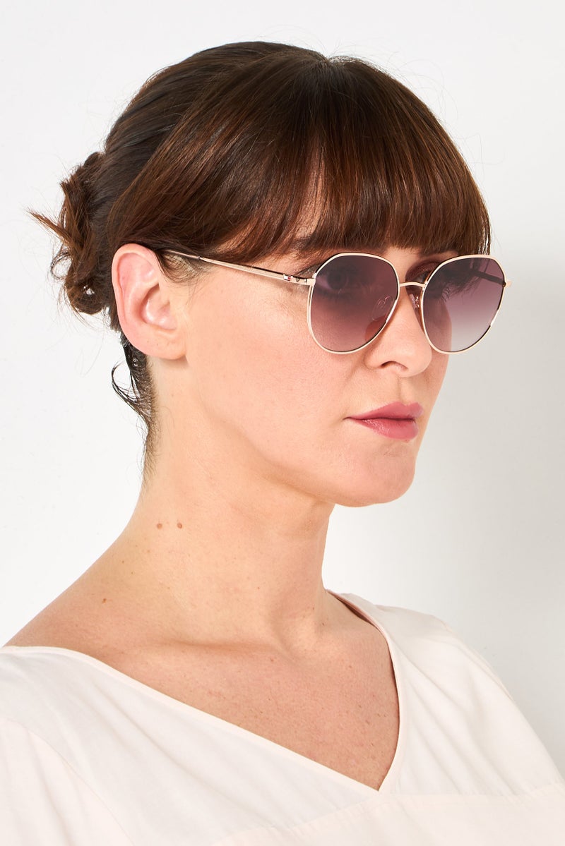 TOMMY HILFIGER Women 207870DDB573X Panthos Sunglasses, Gold - Image 2