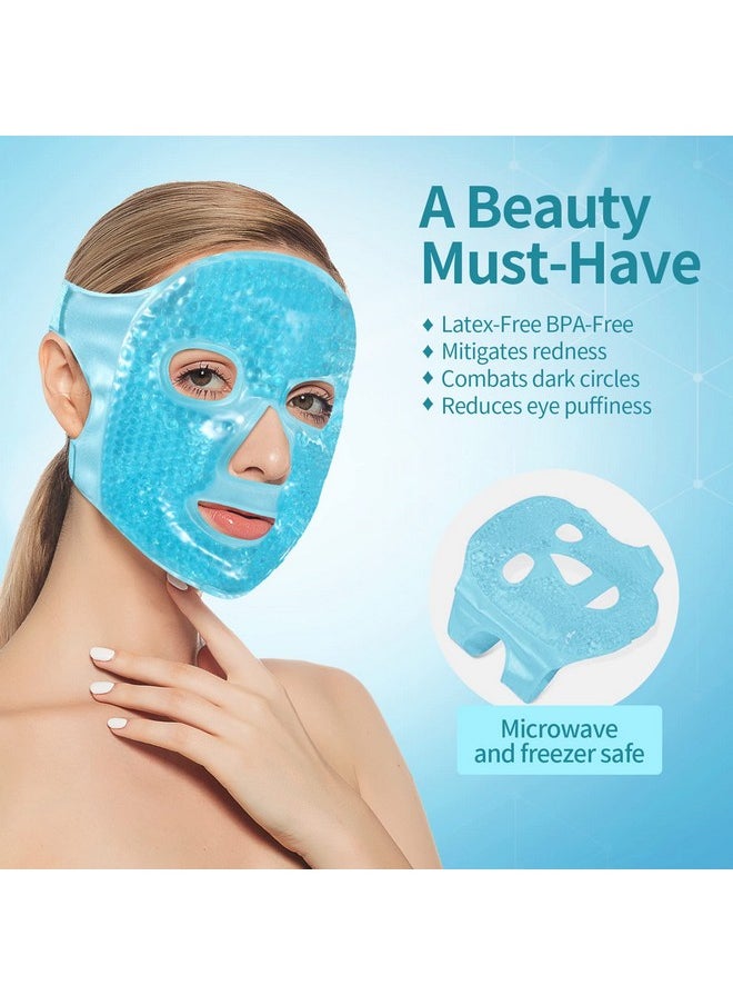 CONSGIJI - Ice Face Mask + Ice Eye Mask Gel Face Mask Hot Cold Compress Therapy Reusablecooling Face Eye Mask For Pain Reliefmigrainesheadachespuffiness (Blue) - Image 1