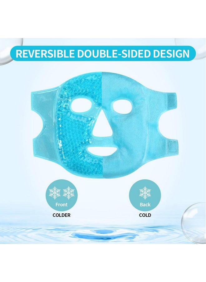 CONSGIJI - Ice Face Mask + Ice Eye Mask Gel Face Mask Hot Cold Compress Therapy Reusablecooling Face Eye Mask For Pain Reliefmigrainesheadachespuffiness (Blue) - Image 1