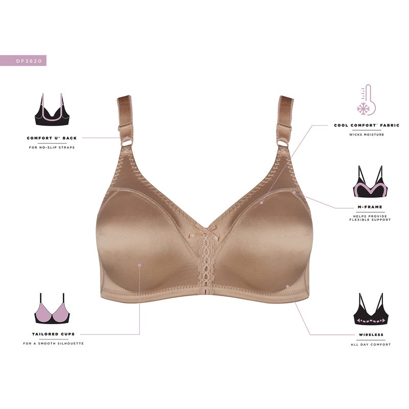 Bali Women's Double Support Wire-Free Bra, White, 38D - Image 5