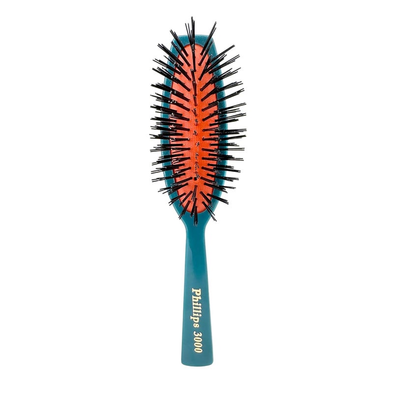 Phillips Brush 3000 Purse Size Cushion Hair Brush with Flower Design  Teal