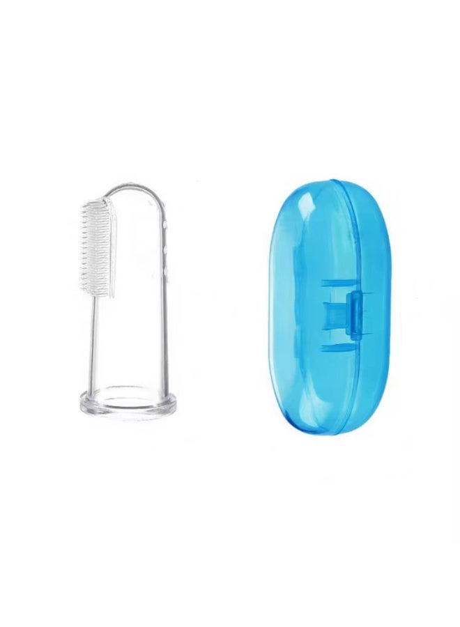 Baby Finger Toothbrush for Training Teething - Infant & Toddles & Lids Teeth Brush Soft Babies Toothbrushes Oral Cleaning Massager to Train Your Child Healthy Oral Habits with Blue Travel Case