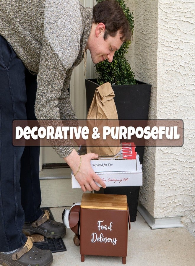 Made Easy Kit Food Delivery Outdoor Functional Décor Metal and Wood Box for Designated Food Order Reception Location (Dark Brown Dog) - Image 2