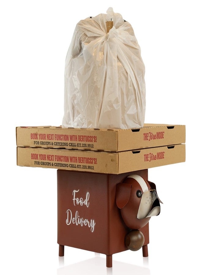 Made Easy Kit Food Delivery Outdoor Functional Décor Metal and Wood Box for Designated Food Order Reception Location (Dark Brown Dog) - Image 1