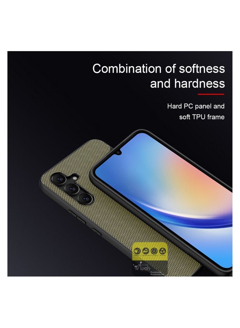 Wtech Hard Back Fabric Texture Side TPU Case Cover For Samsung Galaxy A34 5G 2023 Brown - Image 3