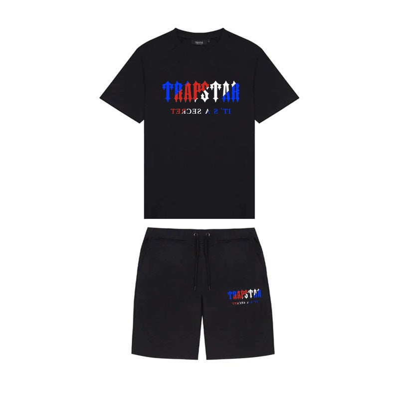 2023 Fashion Brand Trapstar Letter Printing Leisure Sportswear T-Shirt Set Men'S And Women'S T-Shirt + Shorts Two-Piece Set - Image 1