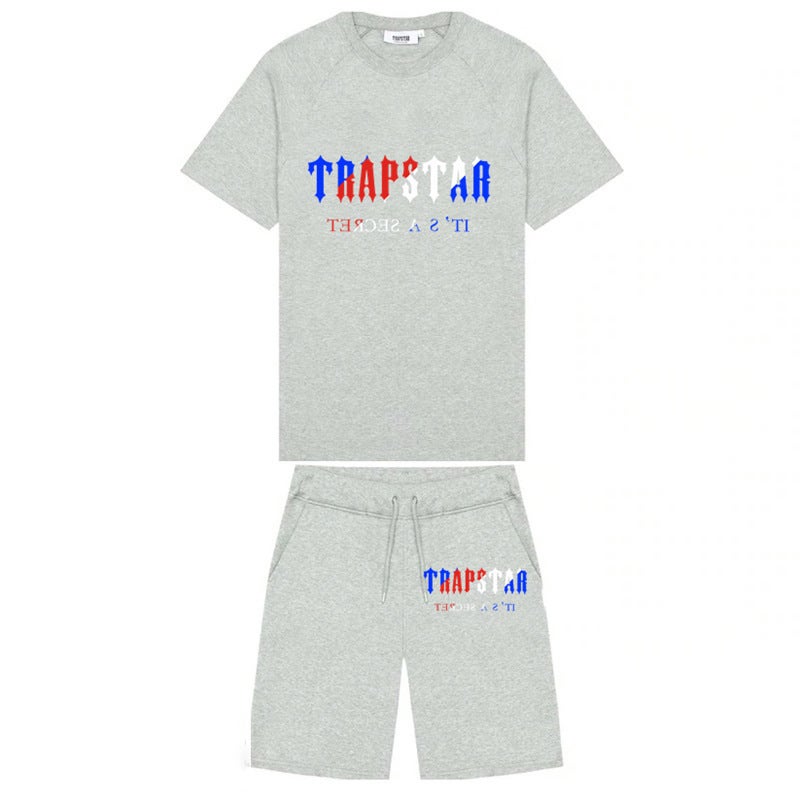 2023 Fashion Brand Trapstar Letter Printing Leisure Sportswear T-Shirt Set Men'S And Women'S T-Shirt + Shorts Two-Piece Set - Image 2