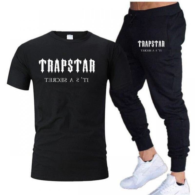 2023 Fashion Brand Trapstar Letter Printing Leisure Sportswear T-Shirt Set Men'S And Women'S T-Shirt + Shorts Two-Piece Set - Image 3