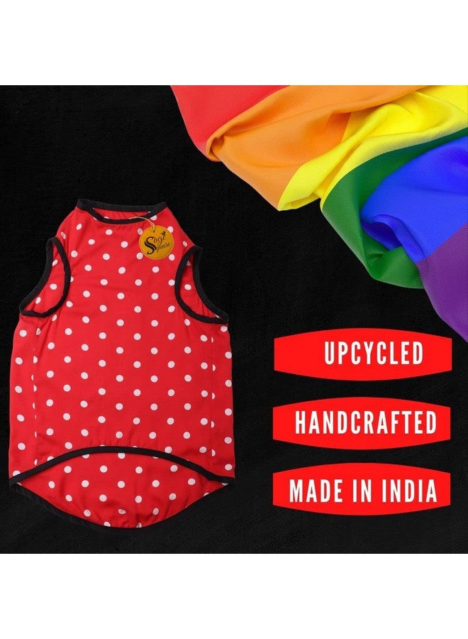 Sage Square Funky Soft Material Dog T-Shirt | Cool/Funky Print Pet | Soft Light Weight | Comfortable & Breathable Dog Clothing | Trendy Vest Outfit (Large - 20 Inch) (Polka Red) - Image 4