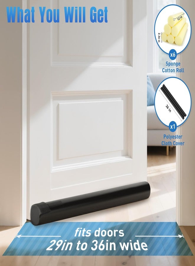 BlissTrends Door Draft Stopper Covers Gaps up to 2", Draft Stopper for Bottom of Door Soundproof, Windproof, Dustproof, Block Light, Insect Resistant, Under Door Draft Stopper 36 Inch (Black) - Image 2