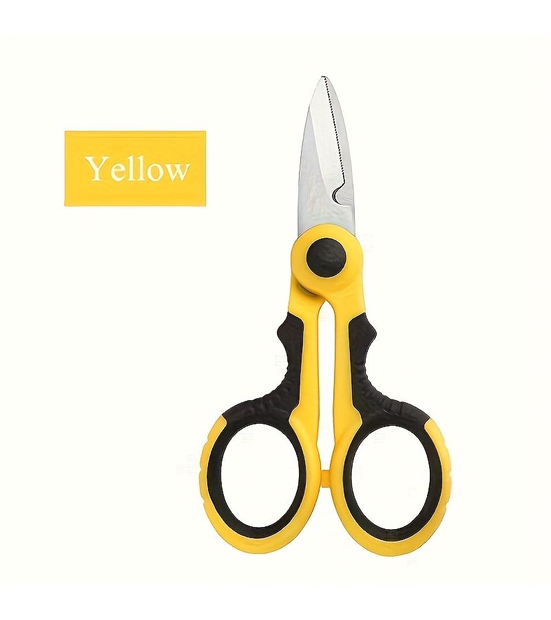Orange Heavy Duty Electrician Wire Stripping Scissors High Carbon Steel Non Slip Manual Industrial Cable Cutting Tool With Protective Case - Image 2