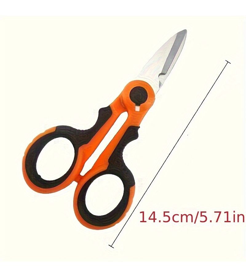 Orange Heavy Duty Electrician Wire Stripping Scissors High Carbon Steel Non Slip Manual Industrial Cable Cutting Tool With Protective Case - Image 4