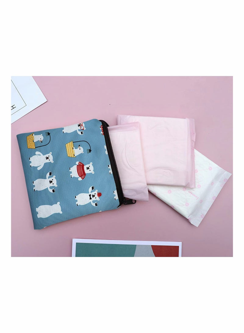 Cartoon Sanitary Napkin Storage Bag, 3 Pack - Zipper Closure, 5x5 inches, Period Storage for Girls, Women, Ladies - Cute Sanitary Pad Organizer. - Image 4