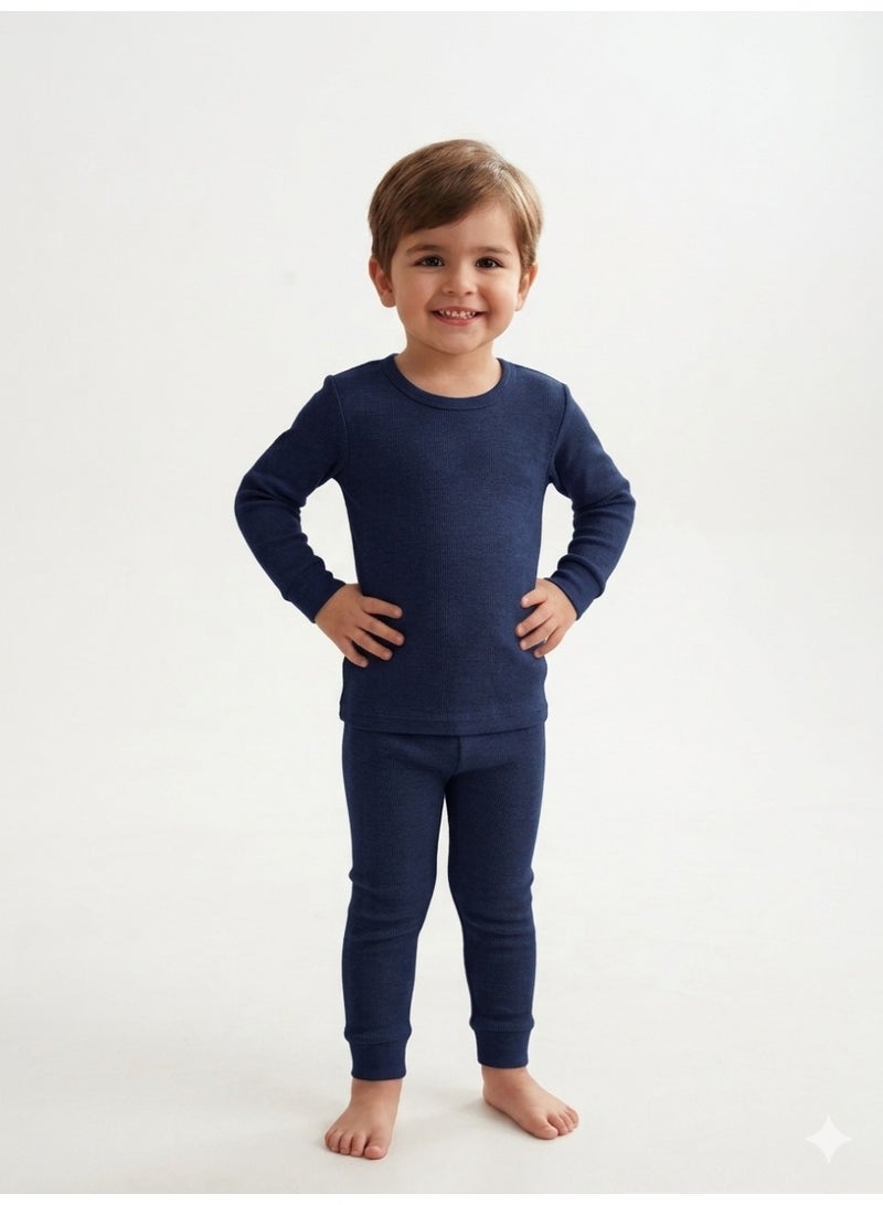 Morinto Kids' Thermal Warmer Set, Navy Blue