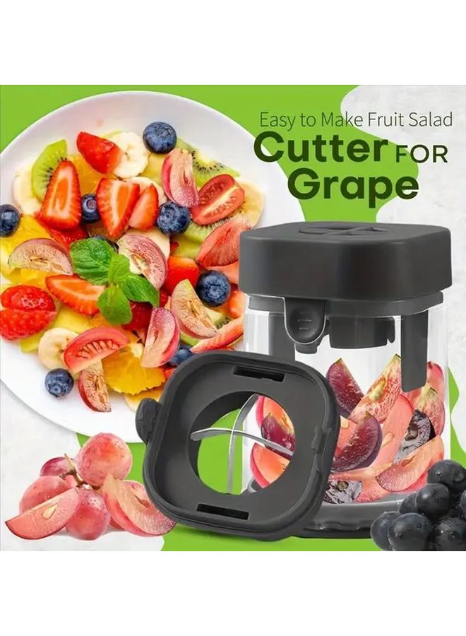 Plastic Manual Fruit And Vegetable Slicer With Removable Blades Adjustable Cherry Tomato Strawberry Grape Cutter Slicer Cup And Dicer Heavy Duty Kitchen Tool For Easy One Handed Prep Purple - Image 5
