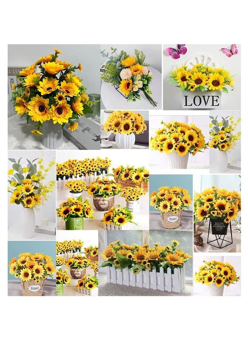 SYOSI - Artificial Sunflowers with Stems,2 Bunches Realistic Silk Flower Bouquet for Wedding Party Bouquet Arrangement Table Centerpieces Home Garden DIY Decoration, Floral Arrangement - Image 1