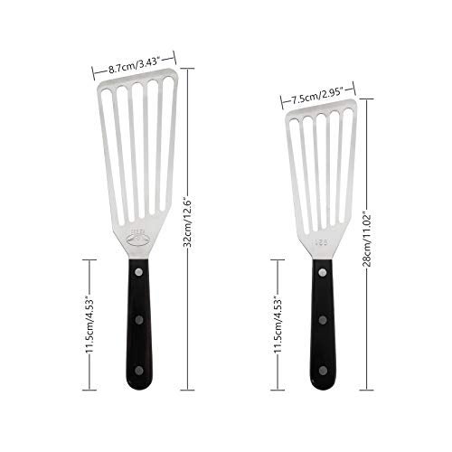 YOLCAR Fish Spatula, 2 Pack Stainless Steel Metal Spatula, Slotted Spatulas for Cooking, Flipping, Turning, Frying and Grilling - Image 3