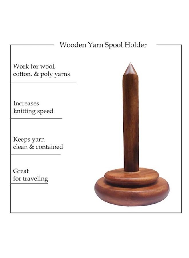 AnNafi ® Wood Yarn Spindle Holder with Twirling Mechanism Classic |Wooden Spinning Yarn & Thread Holder |Knitting Embroidery Accessory Gift Craft & Sewing Supplies Yan Organising Tool For Granny Acacia - Image 5