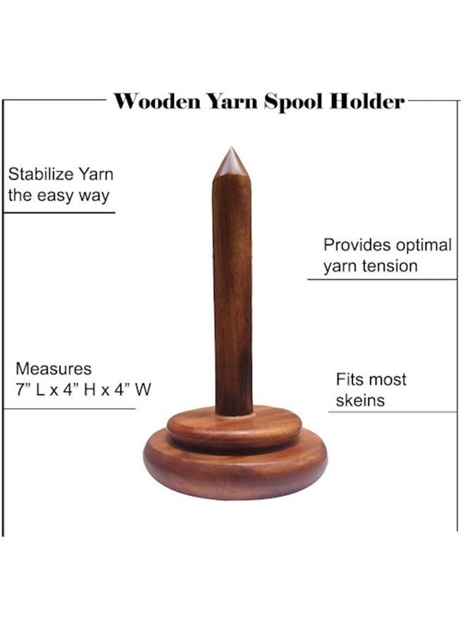 AnNafi ® Wood Yarn Spindle Holder with Twirling Mechanism Classic |Wooden Spinning Yarn & Thread Holder |Knitting Embroidery Accessory Gift Craft & Sewing Supplies Yan Organising Tool For Granny Acacia - Image 4