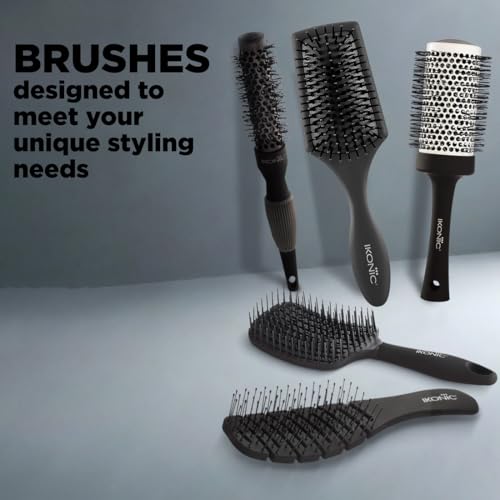 Ikonic Professional Paddle Hair Brush Small - Nylon Ball-Tip Pins, Anti-Static, AntiFrizz, Ion Bristles for Gentle Detangling, Enhanced Shine -for Men & Women, Salon/Personal Grooming, Straightening - Image 5