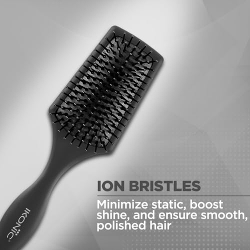Ikonic Professional Paddle Hair Brush Small - Nylon Ball-Tip Pins, Anti-Static, AntiFrizz, Ion Bristles for Gentle Detangling, Enhanced Shine -for Men & Women, Salon/Personal Grooming, Straightening - Image 3