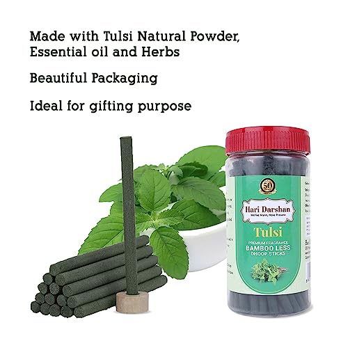 Hari Darshan Combo Dhoop Sticks | Tulsi Oudh Patchouli | Organic Bamboo Less Dhoop Batti with Stick Holder | Natural Long-Lasting Fragrance for Pooja Meditation Home Aromatherapy | Pack of 3-125g Each - Image 2